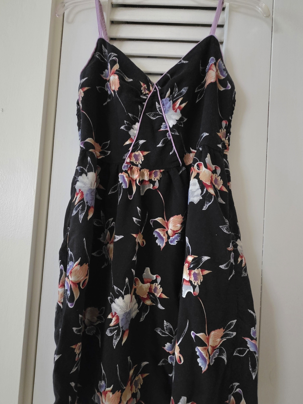 Black Floral Spaghetti-Strap Dress